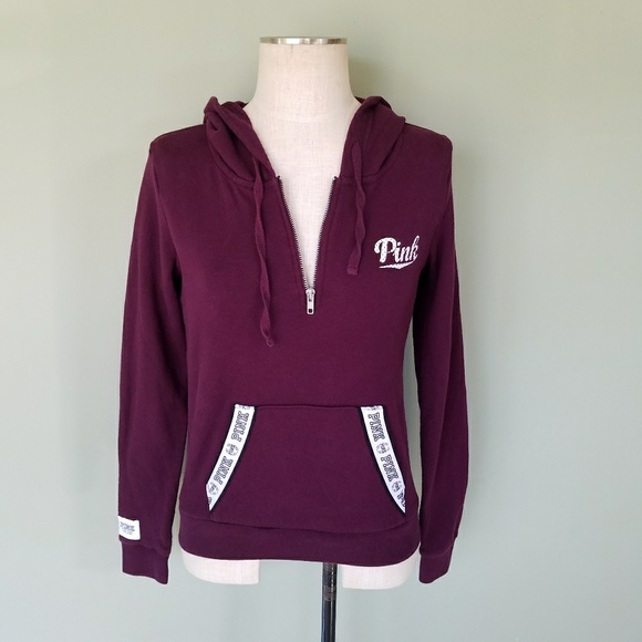PINK Victoria's Secret Tops - Pink Victoria's Secret Half Zip Hoodie Pullover